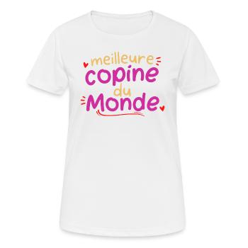 Meilleure Copine du Monde Fille Cadeau Femme Amie - T-shirt respirant Femme - blanc - Devant - AI Model Female 172 dark (172cm)