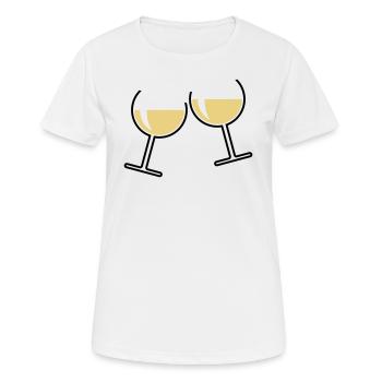 2 verres à vin blanc (vin blanc / vin / rond ouvert 2C) - T-shirt respirant Femme - blanc - Devant - AI Model Female 172 dark (172cm)