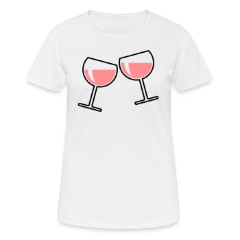 2 Roséweingläser (Roséwein / Wein / Rund Zu / 2C) - Frauen T-Shirt atmungsaktiv - Weiß - Vorne - AI Model Female 172 dark (172cm)