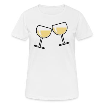 2 verres à vin blanc (vin blanc / vin / rond à / 2C) - T-shirt respirant Femme - blanc - Devant - AI Model Female 172 dark (172cm)