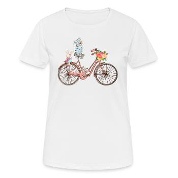 Bicycle with animals and flowers - Women's Breathable T-Shirt - white - Front - AI Model Female 172 dark (172cm)