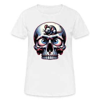 Bunter Skull mit süßer kleiner Maus auf der Stirn - Frauen T-Shirt atmungsaktiv - Weiß - Vorne - AI Model Female 172 dark (172cm)