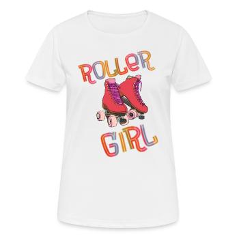 Roller skate - Roller Girl with roller skates running 80 - Women's Breathable T-Shirt - white - Front - AI Model Female 172 dark (172cm)