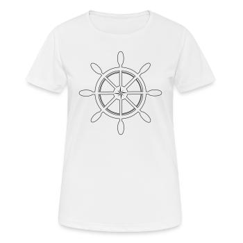 Schiffssteuerrad /Schiffsrad mit Himmelsrichtungen - Frauen T-Shirt atmungsaktiv - Weiß - Vorne - AI Model Female 172 dark (172cm)