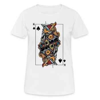 Eagle Owl Steampunk Jeu de cartes Spades King Poker - T-shirt respirant Femme - blanc - Devant - AI Model Female 172 dark (172cm)