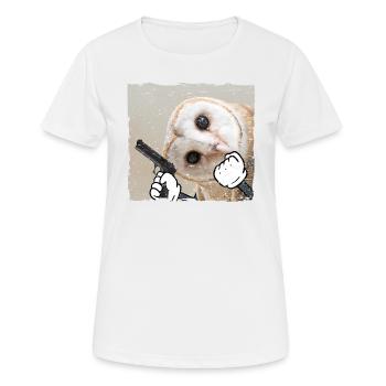 Eule bewaffnet Birds Vogel Gangster - Frauen T-Shirt atmungsaktiv - Weiß - Vorne - AI Model Female 172 dark (172cm)