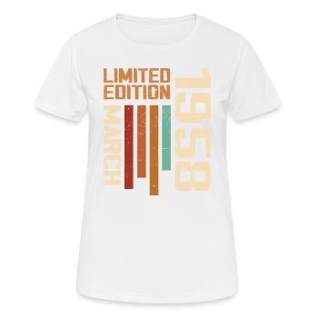 März 1958 Geburtstag 1958 Retro 1958 März - Frauen T-Shirt atmungsaktiv - Weiß - Vorne - AI Model Female 172 dark (172cm)