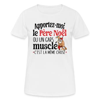 Père Noël Gars Musclé Musculation Cadeau Homme - T-shirt respirant Femme - blanc - Devant - AI Model Female 172 dark (172cm)