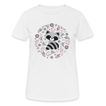 Raton laveur à fleurs - T-shirt respirant Femme - blanc - Devant - AI Model Female 172 dark (172cm)