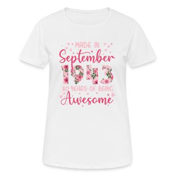 Birthday gift 80 years, September 1943 Woman - Women's Breathable T-Shirt - white - Front - AI Model Female 172 dark (172cm)