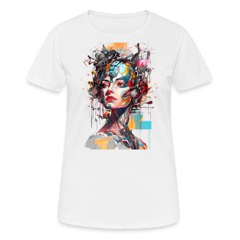 Portrait of a female AI android/cyborg - Women's Breathable T-Shirt - white - Front - AI Model Female 172 dark (172cm)