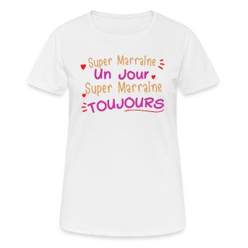 t-shirt super marraine toujours humoristique - T-shirt respirant Femme - blanc - Devant - AI Model Female 172 dark (172cm)