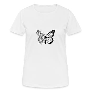 Butterfly with flowers, vintage, hand drawn - Women's Breathable T-Shirt - white - Front - AI Model Female 172 dark (172cm)