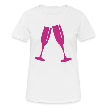 Sektglas - Frauen T-Shirt atmungsaktiv - Weiß - Vorne - AI Model Female 172 dark (172cm)