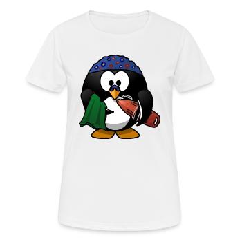 Niedlicher Pinguin auf dem Weg zum Schwimmen - Frauen T-Shirt atmungsaktiv - Weiß - Vorne - AI Model Female 172 dark (172cm)