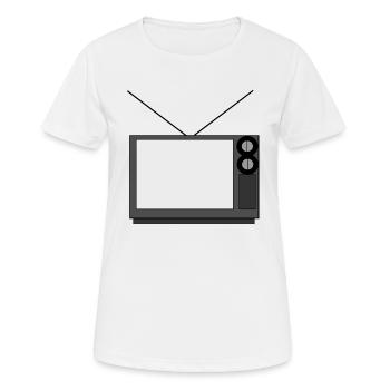 monitor television fernseher tv flatscreen compute - Frauen T-Shirt atmungsaktiv - Weiß - Vorne - AI Model Female 172 dark (172cm)
