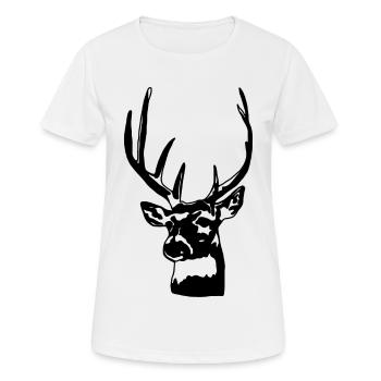 Cerf bois bois chasse - T-shirt respirant Femme - blanc - Devant - AI Model Female 172 dark (172cm)