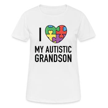 J’aime mon petit-fils autiste - T-shirt respirant Femme - blanc - Devant - AI Model Female 172 dark (172cm)