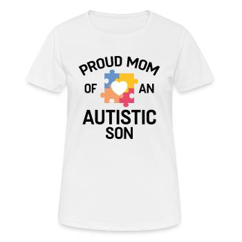 Fière maman d’un fils autiste - T-shirt respirant Femme - blanc - Devant - AI Model Female 172 dark (172cm)