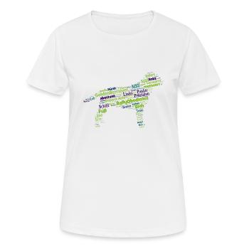 Golden Retriever Rally Obedience Wordcloud - Frauen T-Shirt atmungsaktiv - Weiß - Vorne - AI Model Female 172 dark (172cm)