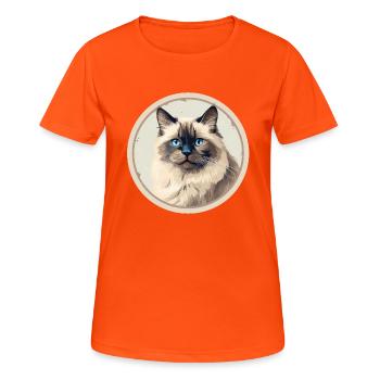 Ragdoll Katze - Frauen T-Shirt atmungsaktiv - Neonorange - Vorne - AI Model Female 172 dark (172cm)
