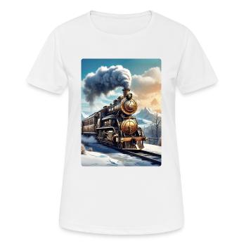 Steampunk Winterlandschaft Dampflok 1.1 - Frauen T-Shirt atmungsaktiv - Weiß - Vorne - AI Model Female 172 dark (172cm)