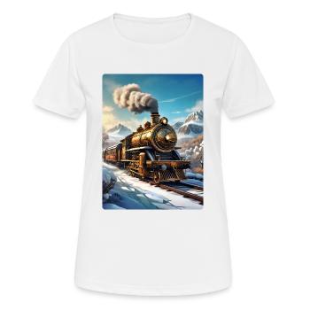 Steampunk Winterlandschaft Dampflok 1.4 - Frauen T-Shirt atmungsaktiv - Weiß - Vorne - AI Model Female 172 dark (172cm)