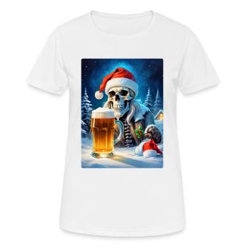 Bière crâne de Noël 1.2 - T-shirt respirant Femme - blanc - Devant - AI Model Female 172 dark (172cm)