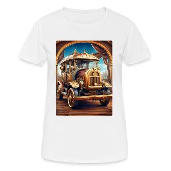 Steampunk Automobile 1.10 - Frauen T-Shirt atmungsaktiv - Weiß - Vorne - AI Model Female 172 dark (172cm)