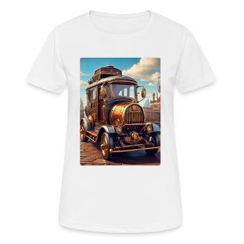 Steampunk Automobile 1.15 - Frauen T-Shirt atmungsaktiv - Weiß - Vorne - AI Model Female 172 dark (172cm)