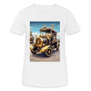 Steampunk Automobile 1.12 - Frauen T-Shirt atmungsaktiv - Weiß - Vorne - AI Model Female 172 dark (172cm)