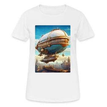 Steampunk Luftschiff 1.1 - Frauen T-Shirt atmungsaktiv - Weiß - Vorne - AI Model Female 172 dark (172cm)
