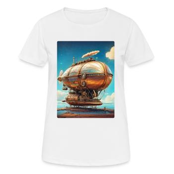 Steampunk Luftschiff 1.8 - Frauen T-Shirt atmungsaktiv - Weiß - Vorne - AI Model Female 172 dark (172cm)