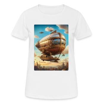 Steampunk Luftschiff 1.7 - Frauen T-Shirt atmungsaktiv - Weiß - Vorne - AI Model Female 172 dark (172cm)
