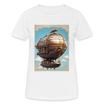 Steampunk Luftschiff 1.6 - Frauen T-Shirt atmungsaktiv - Weiß - Vorne - AI Model Female 172 dark (172cm)