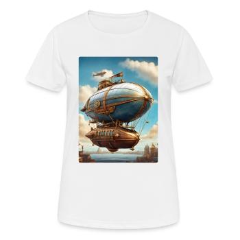 Steampunk Luftschiff 1.10 - Frauen T-Shirt atmungsaktiv - Weiß - Vorne - AI Model Female 172 dark (172cm)