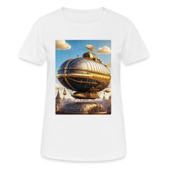 Steampunk Luftschiff 1.11 - Frauen T-Shirt atmungsaktiv - Weiß - Vorne - AI Model Female 172 dark (172cm)