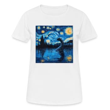 loch ness monster, nessie, van gogh, sternenacht - Frauen T-Shirt atmungsaktiv - Weiß - Vorne - AI Model Female 172 dark (172cm)