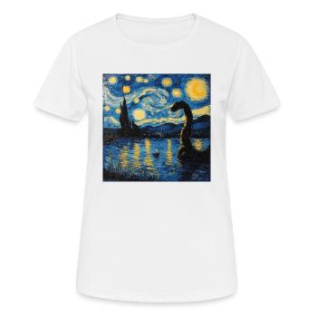 loch ness monster, nessie, van gogh, sternenacht - Frauen T-Shirt atmungsaktiv - Weiß - Vorne - AI Model Female 172 dark (172cm)