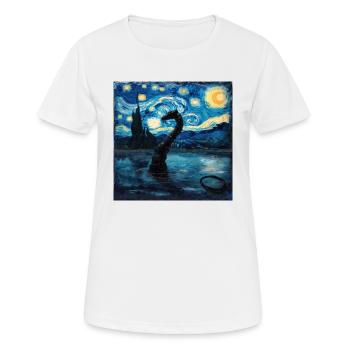 loch ness monster, nessie, van gogh, sternenacht - Frauen T-Shirt atmungsaktiv - Weiß - Vorne - AI Model Female 172 dark (172cm)