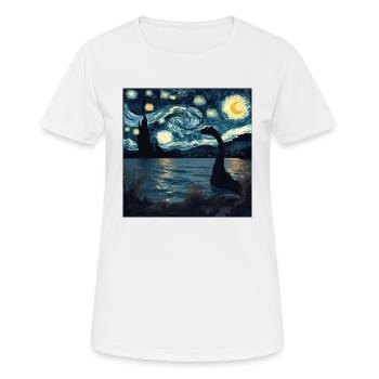 loch ness monster, nessie, van gogh, sternenacht - Frauen T-Shirt atmungsaktiv - Weiß - Vorne - AI Model Female 172 dark (172cm)