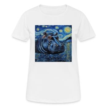 Hippopotamus, Hippo, Animal, Van Gogh - Women's Breathable T-Shirt - white - Front - AI Model Female 172 dark (172cm)
