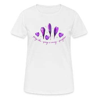Crocus Printemps - T-shirt respirant Femme - blanc - Devant - AI Model Female 172 dark (172cm)