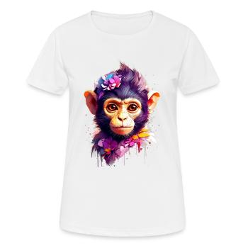 Affe Monkey V1 24 06 - Frauen T-Shirt atmungsaktiv - Weiß - Vorne - AI Model Female 172 dark (172cm)