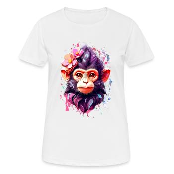 Affe Monkey V1 24 04 - Frauen T-Shirt atmungsaktiv - Weiß - Vorne - AI Model Female 172 dark (172cm)