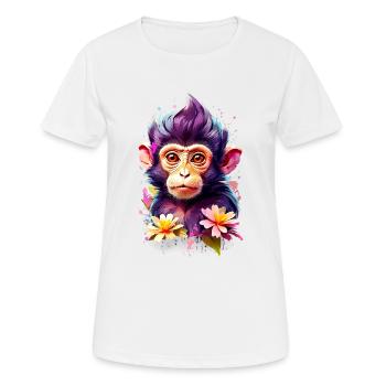 Affe Monkey V1 24 19 - Frauen T-Shirt atmungsaktiv - Weiß - Vorne - AI Model Female 172 dark (172cm)