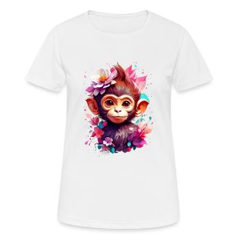 Affe Monkey V1 24 17 - Frauen T-Shirt atmungsaktiv - Weiß - Vorne - AI Model Female 172 dark (172cm)