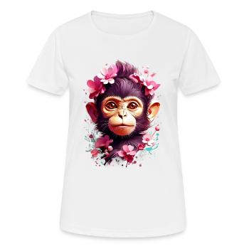 Affe Monkey V1 24 09 - Frauen T-Shirt atmungsaktiv - Weiß - Vorne - AI Model Female 172 dark (172cm)