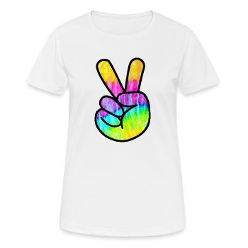 Victory Finger - Friedenszeichen - Frauen T-Shirt atmungsaktiv - Weiß - Vorne - AI Model Female 172 dark (172cm)