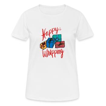 Happy Wrapping Geschenkpapier Geschenke Deko XMas - Frauen T-Shirt atmungsaktiv - Weiß - Vorne - AI Model Female 172 dark (172cm)